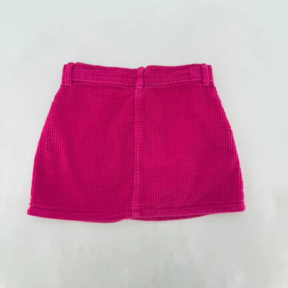 Old‎ Navy Girls Corduroy Skirt Pink Button Front Pockets Size S (6-7)